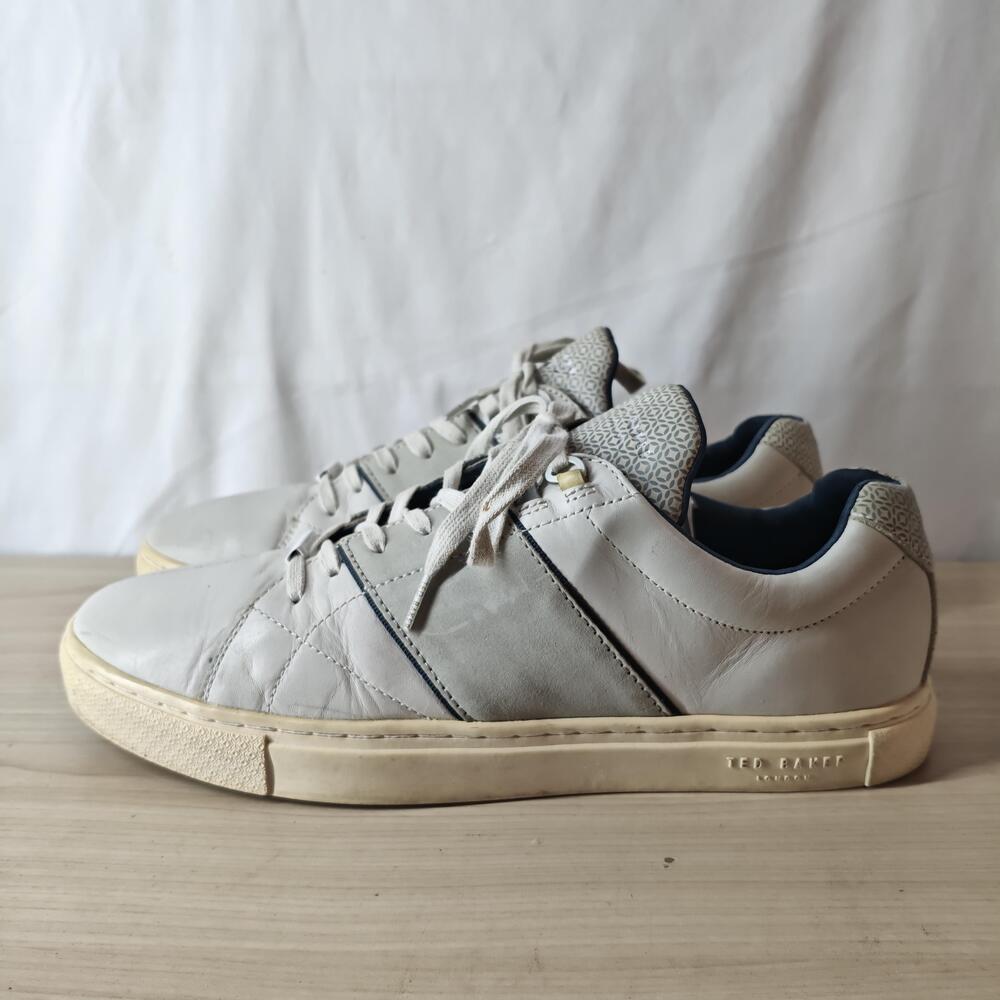 Ted Baker Quana Shoes Mens Size 11 Gray Leather Low Top Lace Up Casual Sneakers